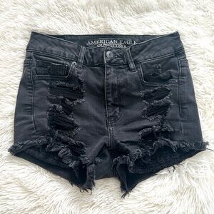 American Eagle Outfitters Black Distressed Jean Shorts